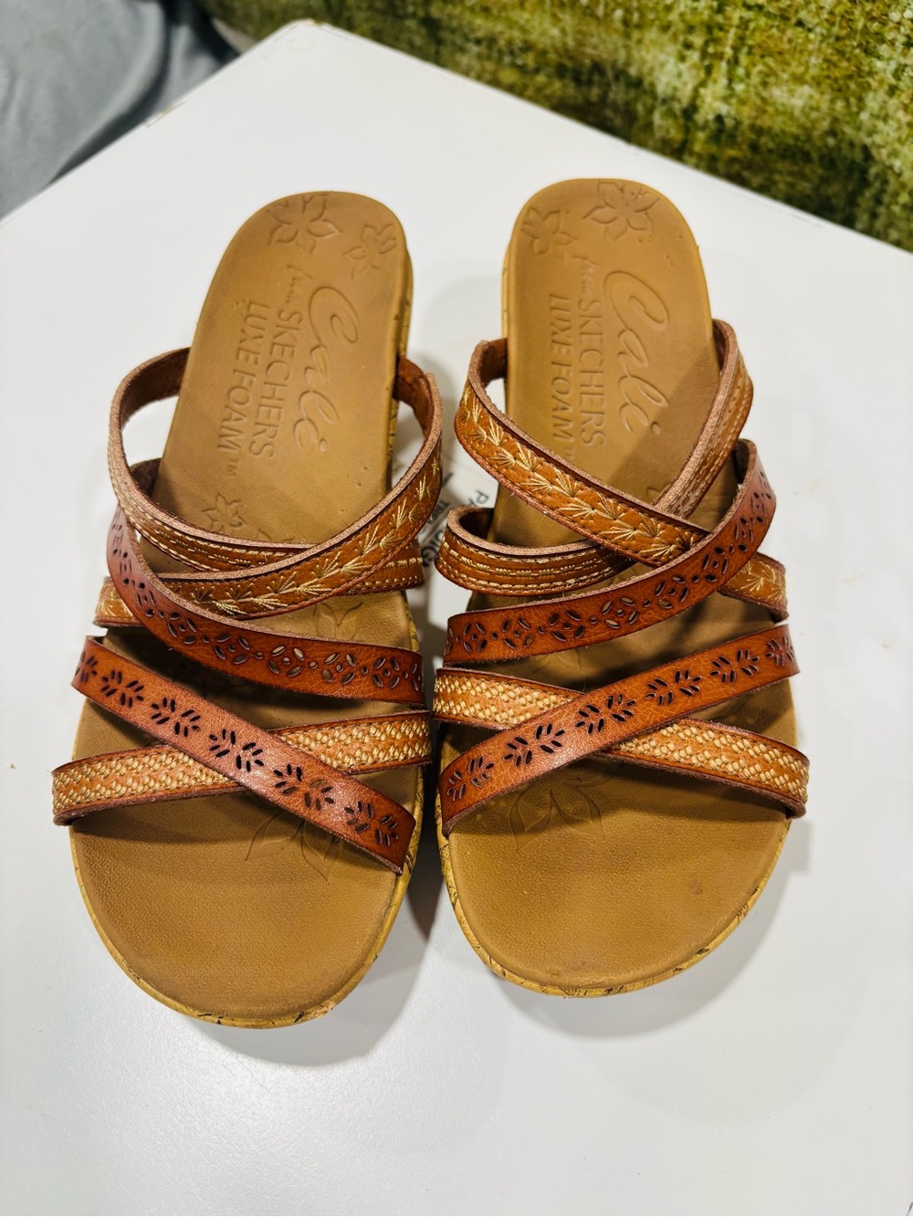 Skechers Women's Tan Brown Multi-Strap Comfort Sandal